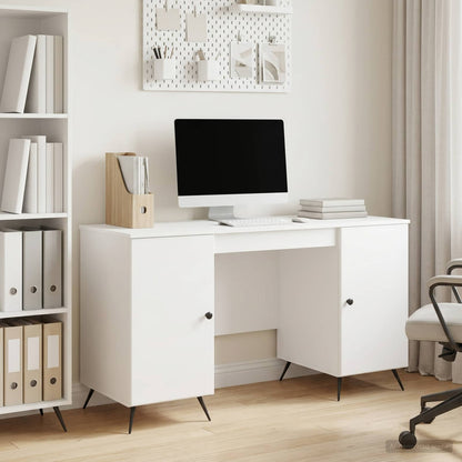 vidaXL Desk High Gloss White 142.5 x 50 x 75 cm Engineered Wood