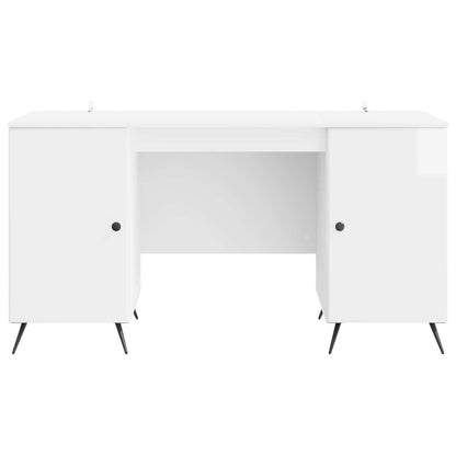 vidaXL Desk High Gloss White 142.5 x 50 x 75 cm Engineered Wood