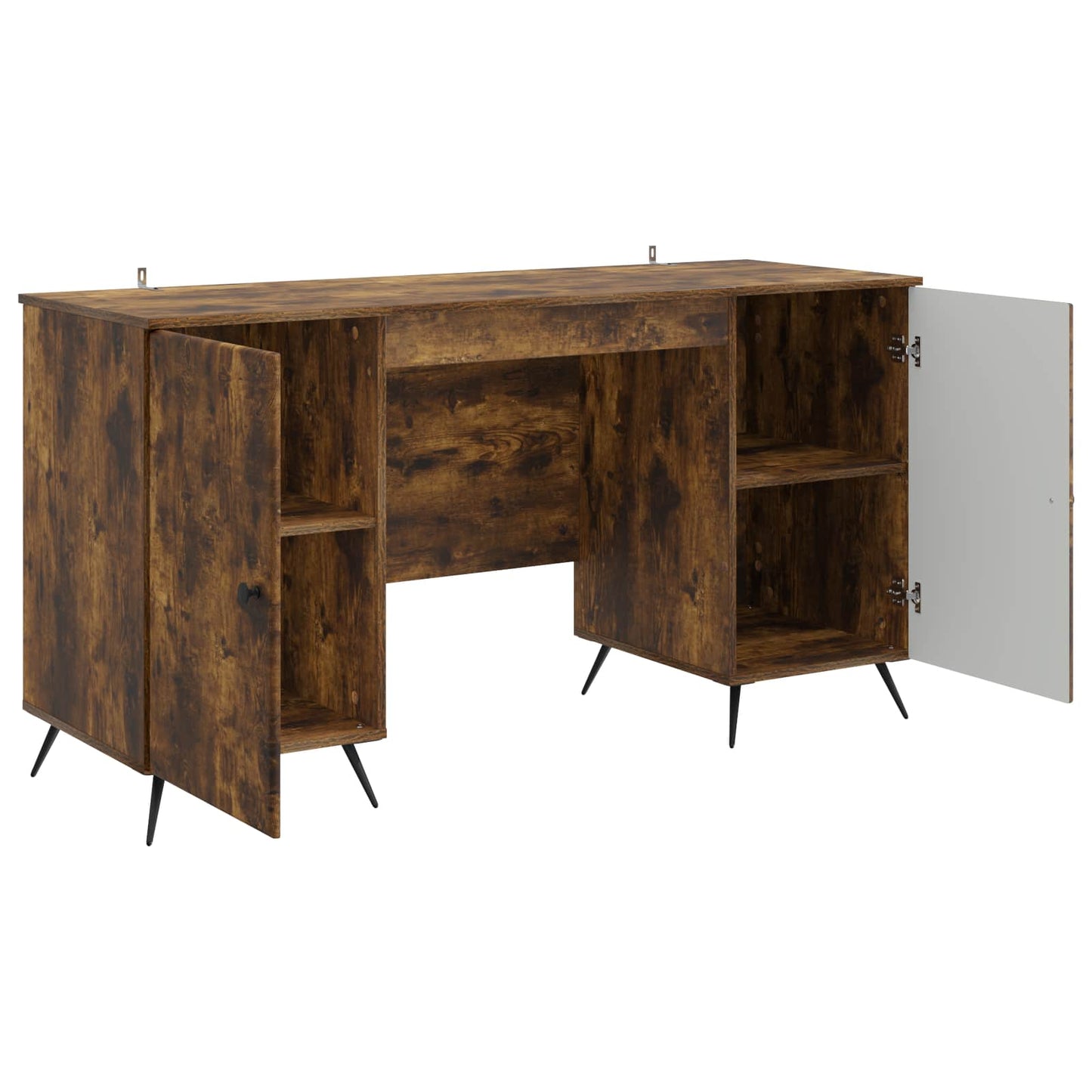 vidaXL Desk with Shelf Smoked Oak 142.5 x 50 x 75 cm Engineered Wood