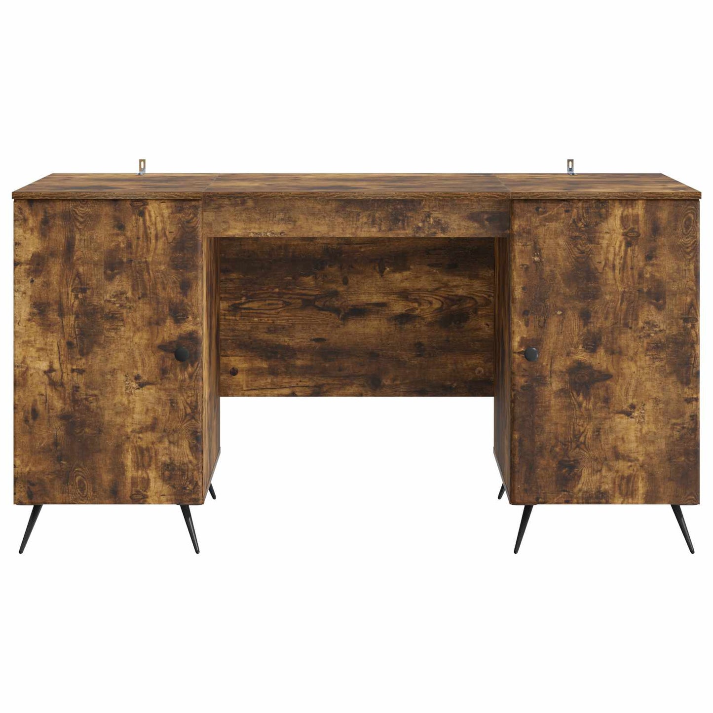 vidaXL Desk with Shelf Smoked Oak 142.5 x 50 x 75 cm Engineered Wood