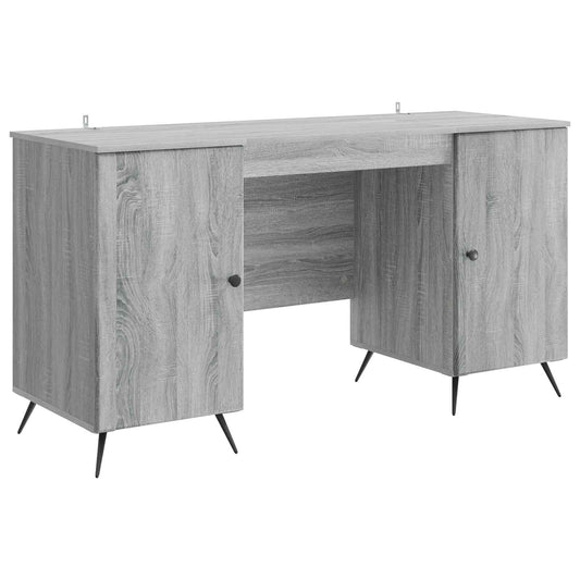 vidaXL Desk with Shelf Grey Sonoma 142.5 x 50 x 75 cm Engineered Wood
