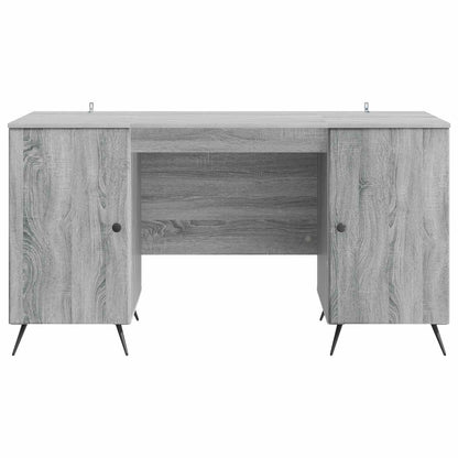 vidaXL Desk with Shelf Grey Sonoma 142.5 x 50 x 75 cm Engineered Wood