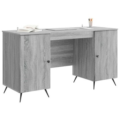 vidaXL Desk with Shelf Grey Sonoma 142.5 x 50 x 75 cm Engineered Wood