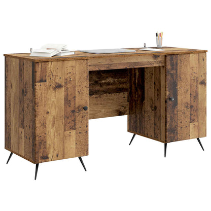 vidaXL Desk with Shelf Old Wood 142.5 x 50 x 75 cm Engineered Wood