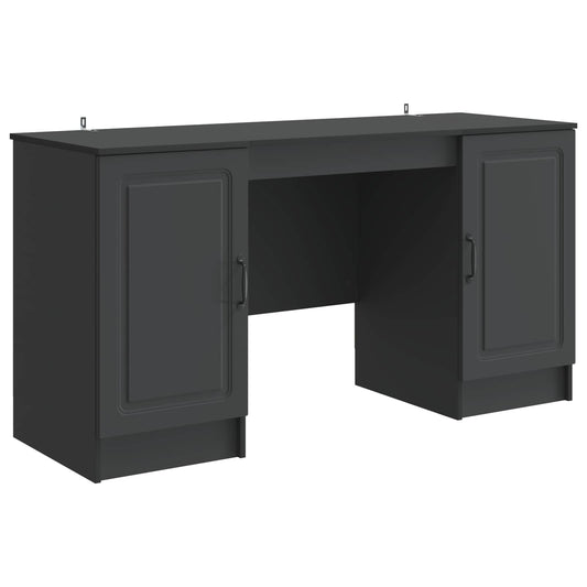 vidaXL Desk with Shelf Black 142.5 x 50 x 75 cm Engineered Wood