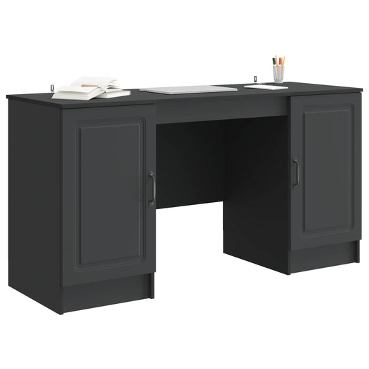 vidaXL Desk with Shelf Black 142.5 x 50 x 75 cm Engineered Wood