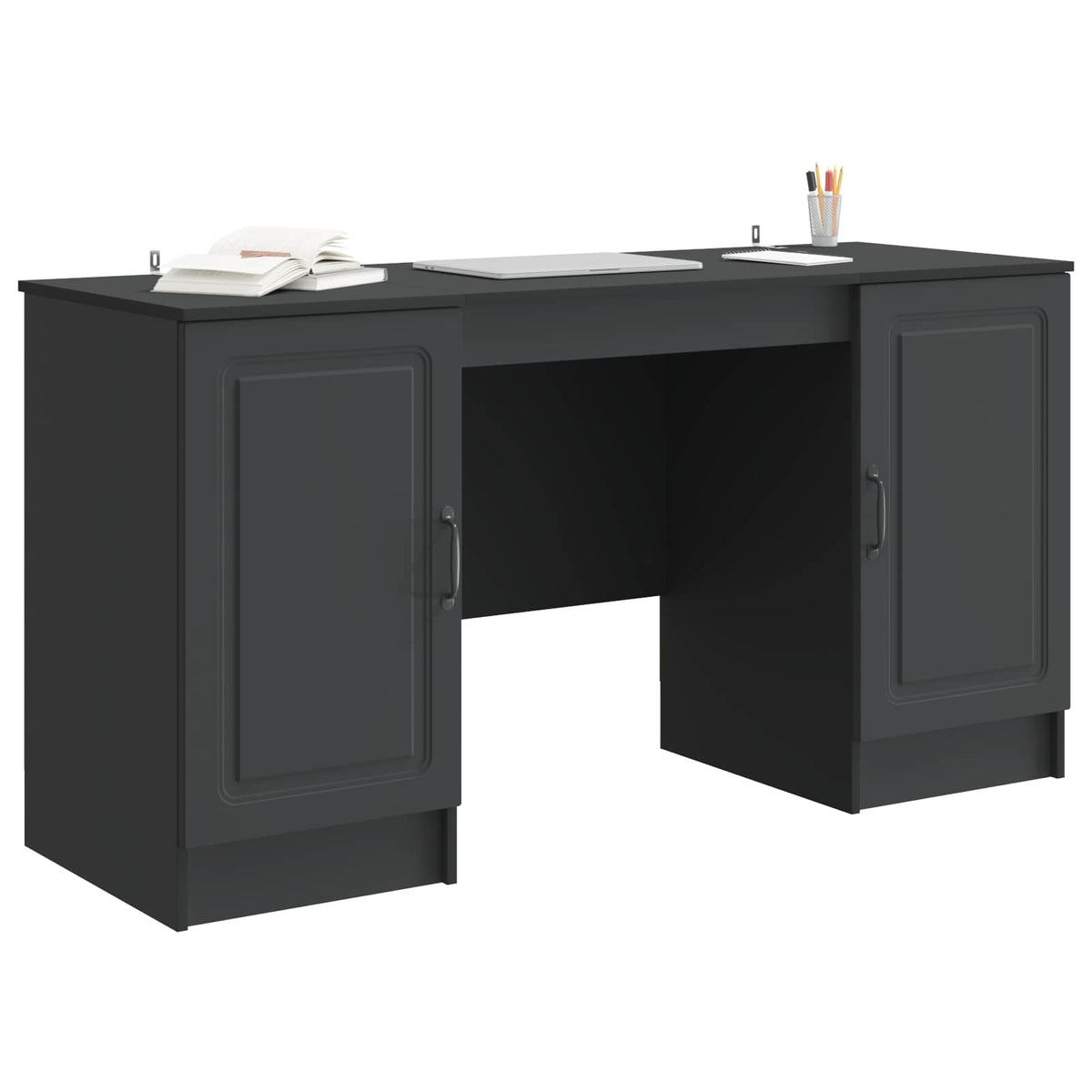 vidaXL Desk Black 142.5 x 50 x 75 cm Engineered Wood