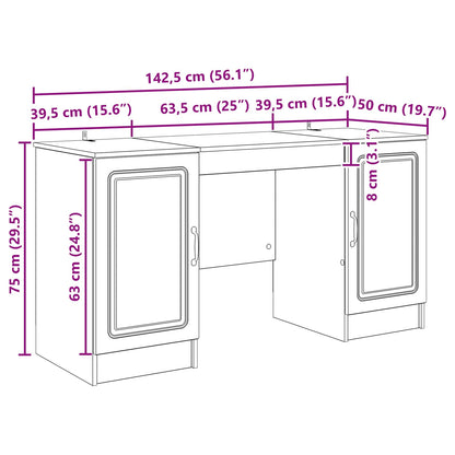 vidaXL Desk with Shelf Black 142.5 x 50 x 75 cm Engineered Wood
