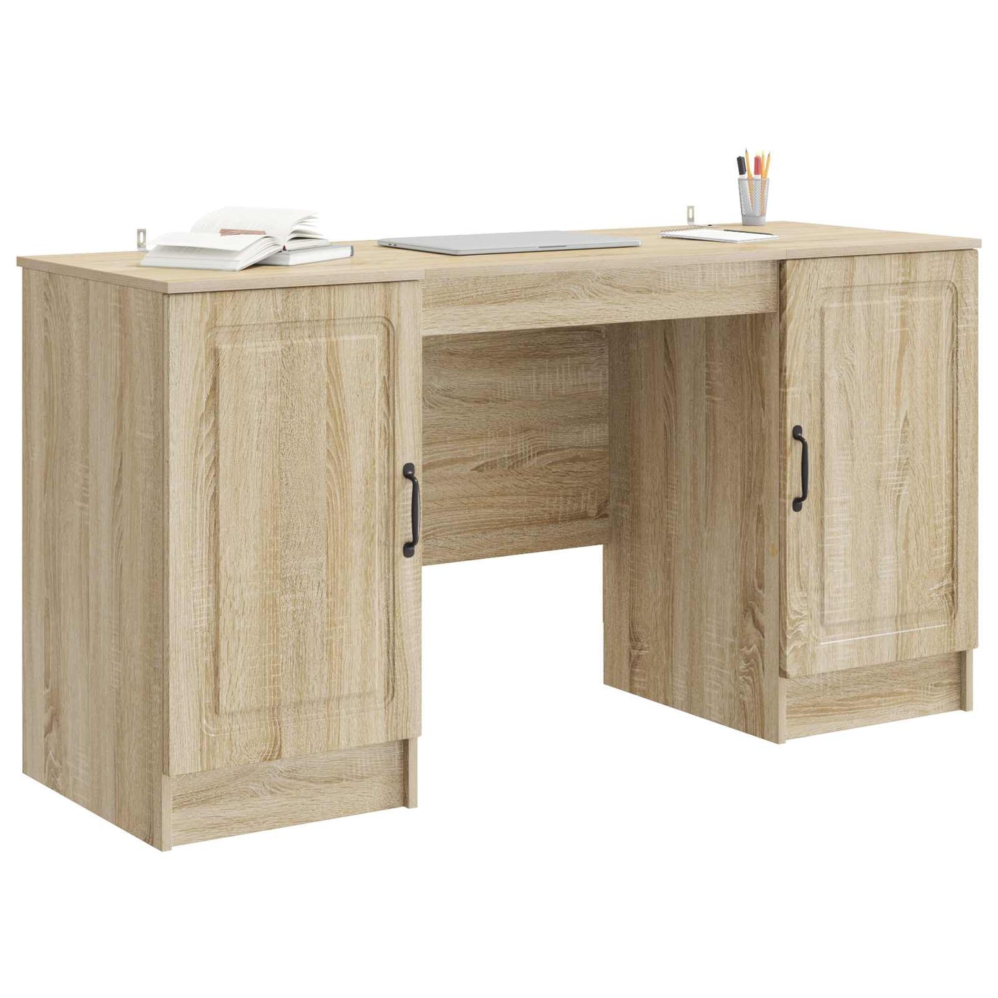 vidaXL Desk with Shelf Sonoma Oak 142.5 x 50 x 75 cm Engineered Wood