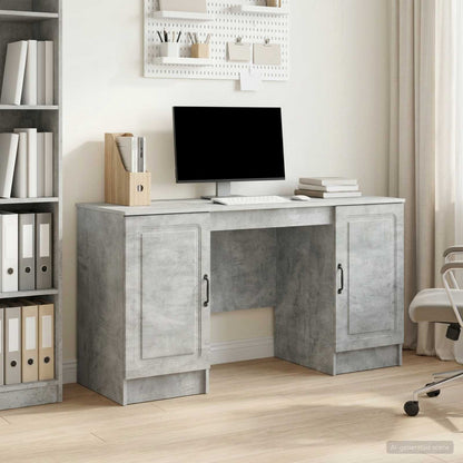 vidaXL Desk with Door Concrete Grey 142.5 x 50 x 75 cm Engineered Wood