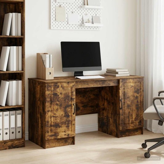 vidaXL Desk Smoked Oak 142.5 x 50 x 75 cm Engineered Wood
