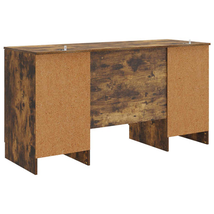 vidaXL Desk with Shelf Smoked Oak 142.5 x 50 x 75 cm Engineered Wood