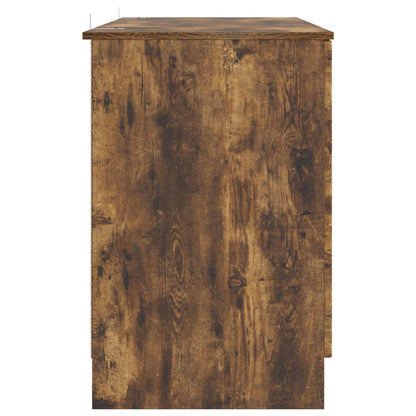 vidaXL Desk with Shelf Smoked Oak 142.5 x 50 x 75 cm Engineered Wood