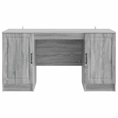 vidaXL Desk with Shelf Grey Sonoma 142.5 x 50 x 75 cm Engineered Wood
