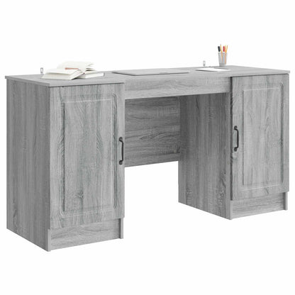 vidaXL Desk with Shelf Grey Sonoma 142.5 x 50 x 75 cm Engineered Wood