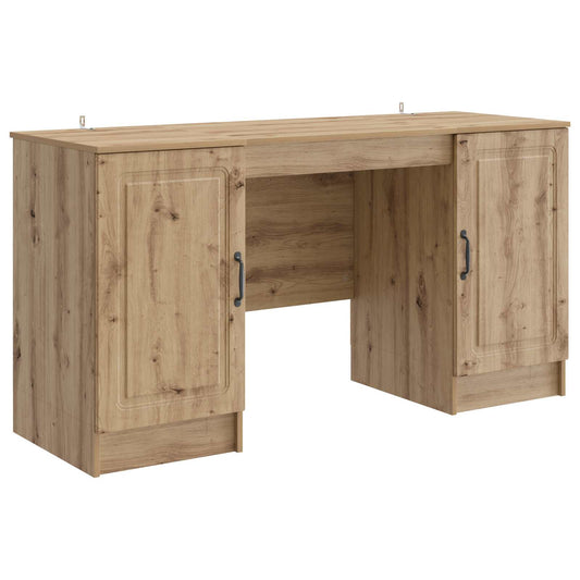 vidaXL Desk with Shelf Artisan Oak 142.5 x 50 x 75 cm Engineered Wood