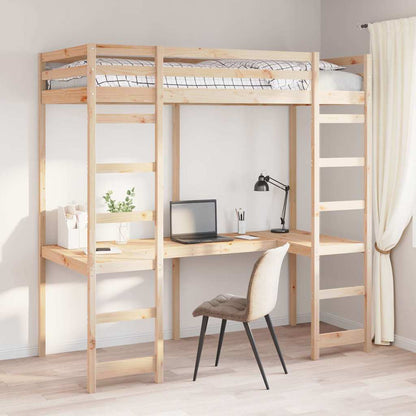 vidaXL Loft Bed Frame Natural 80 x 200 cm Solid Pine Wood