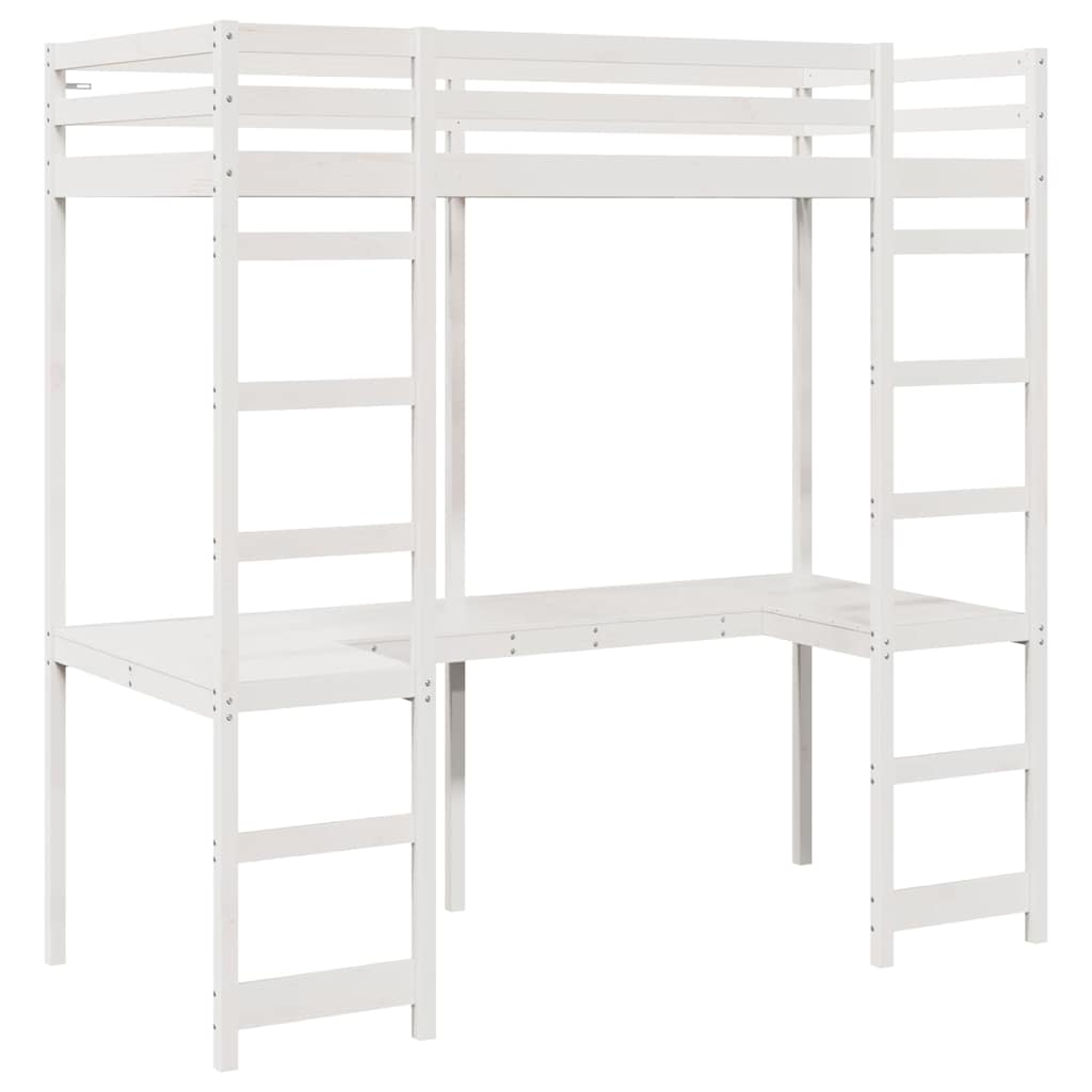 vidaXL Loft Bed Frame White 80 x 200 cm Solid Pine Wood