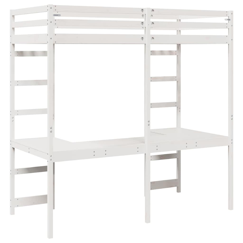 vidaXL Loft Bed Frame White 80 x 200 cm Solid Pine Wood
