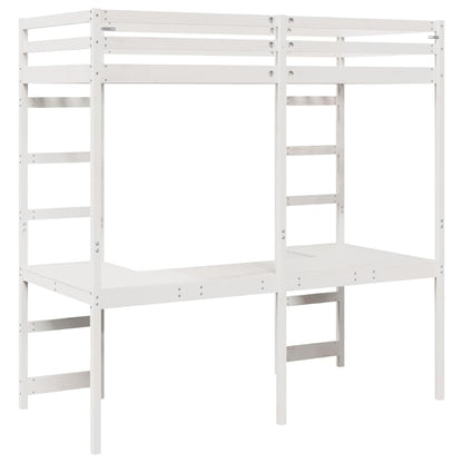 vidaXL Loft Bed Frame White 80 x 200 cm Solid Pine Wood