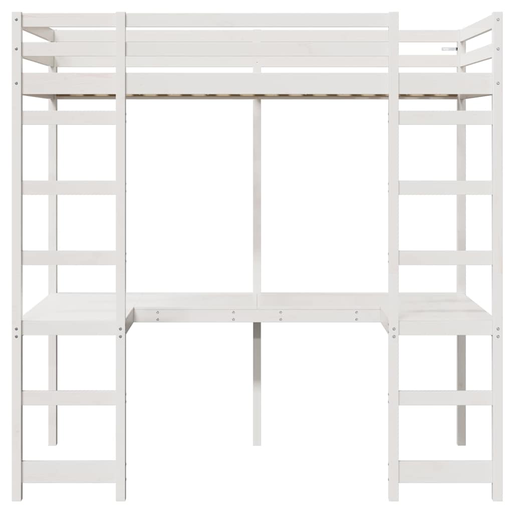 vidaXL Loft Bed Frame White 80 x 200 cm Solid Pine Wood