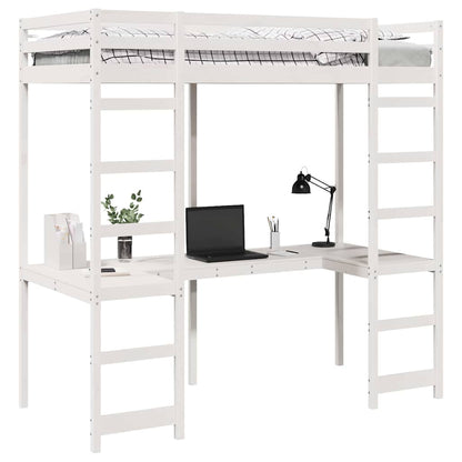 vidaXL Loft Bed Frame White 80 x 200 cm Solid Pine Wood