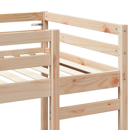 vidaXL Loft Bed Frame Natural 90 x 190 cm Solid Pine Wood