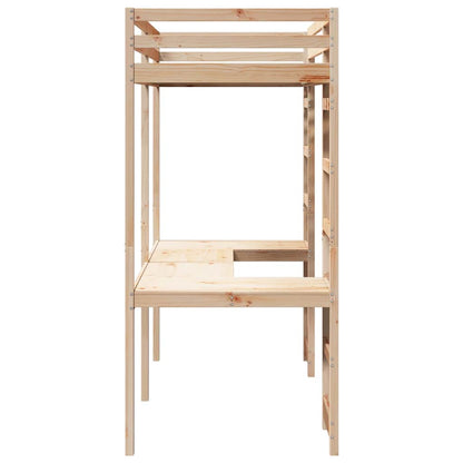 vidaXL Loft Bed Frame Natural 90 x 190 cm Solid Pine Wood