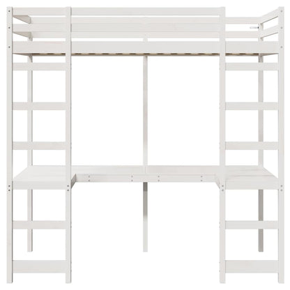 vidaXL Loft Bed Frame White 75 x 190 cm Solid Pine Wood