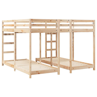 vidaXL Triple Bunk Bed Frame Natural 80 / 200 x 200 cm Solid Pine Wood