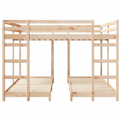 vidaXL Triple Bunk Bed Frame Natural 80 / 200 x 200 cm Solid Pine Wood