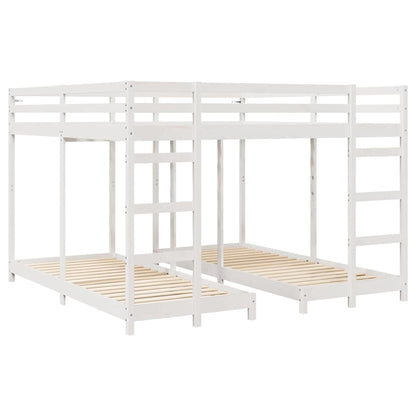vidaXL Triple Bunk Bed Frame White 200 x 200 cm Solid Pine Wood