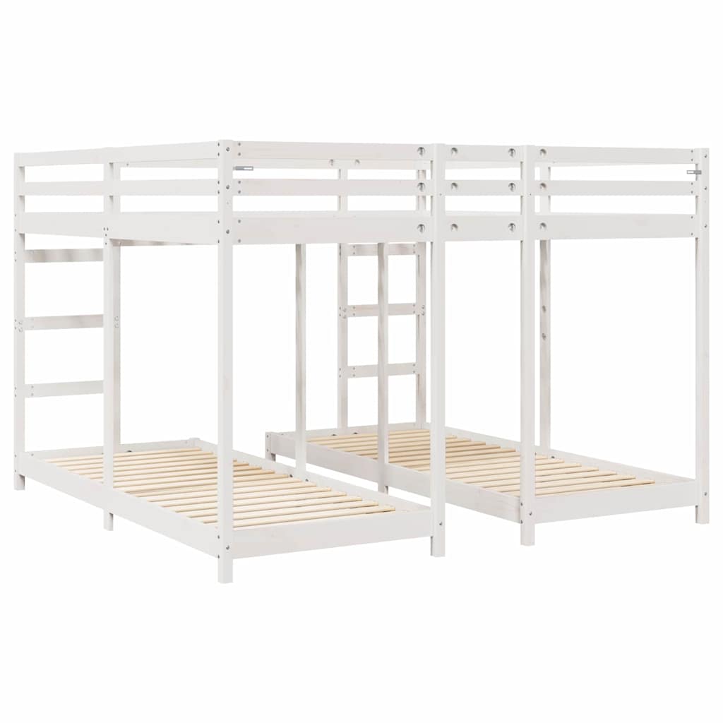 vidaXL Triple Bunk Bed Frame White 200 x 200 cm Solid Pine Wood