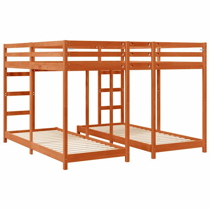 vidaXL Triple Bunk Bed Frame Wax Brown 200 x 200 cm Solid Pine Wood