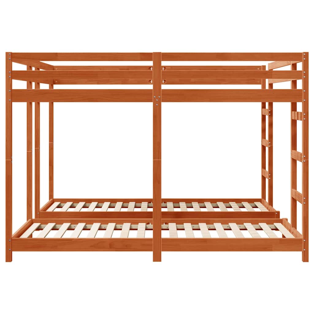 vidaXL Triple Bunk Bed Frame Wax Brown 200 x 200 cm Solid Pine Wood