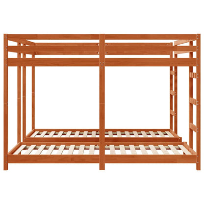 vidaXL Triple Bunk Bed Frame Wax Brown 200 x 200 cm Solid Pine Wood