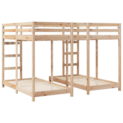 vidaXL Triple Bunk Bed Frame Brown 160 x 200 cm Solid Pine Wood
