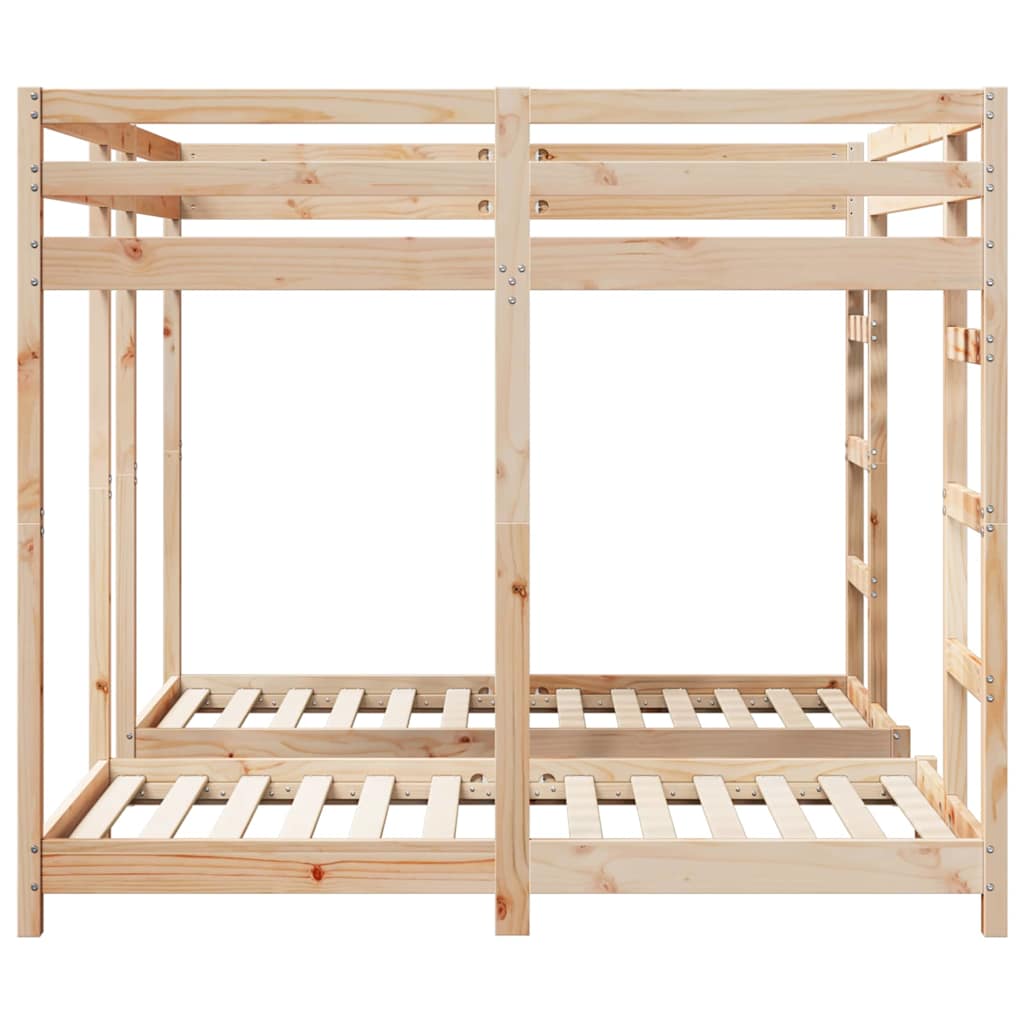 vidaXL Triple Bunk Bed Frame Brown 160 x 200 cm Solid Pine Wood