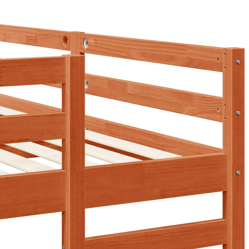 vidaXL Triple Bunk Bed Frame Wax brown 160 x 200 cm Solid Pine Wood