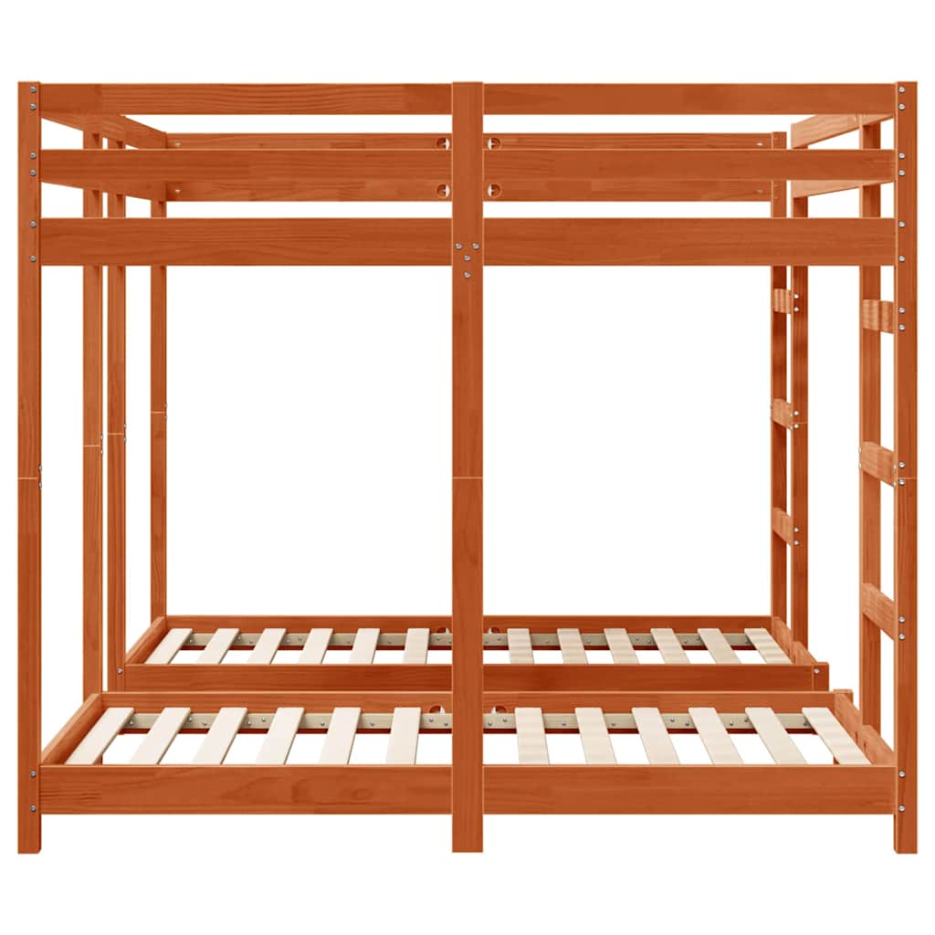 vidaXL Triple Bunk Bed Frame Wax brown 160 x 200 cm Solid Pine Wood