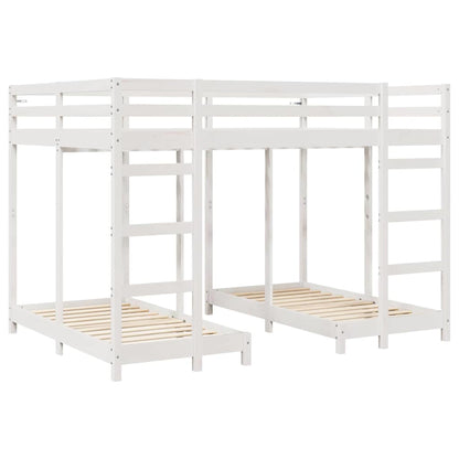 vidaXL Triple Bunk Bed Frame White 140 x 200 cm Solid Pine Wood