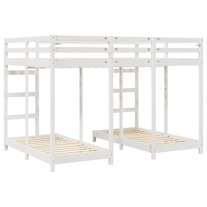 vidaXL Triple Bunk Bed Frame White 140 x 200 cm Solid Pine Wood