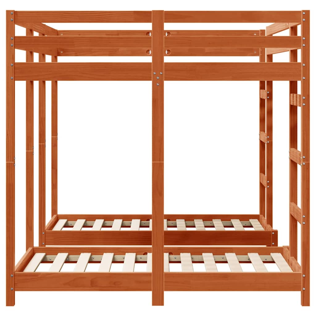 vidaXL Triple Bunk Bed Frame Wax brown 140 x 200 cm Solid Pine Wood