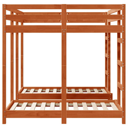 vidaXL Triple Bunk Bed Frame Wax brown 140 x 200 cm Solid Pine Wood