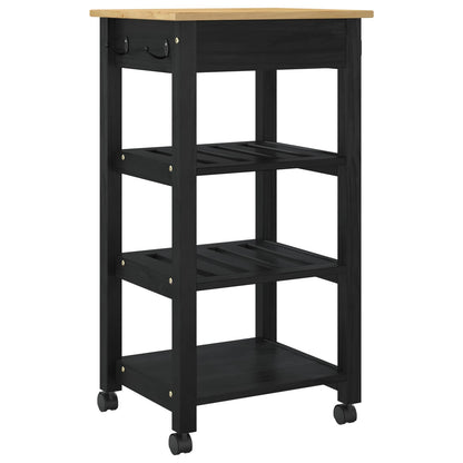 vidaXL Kitchen Trolley MONZA Black 48 x 40 x 88.5 cm Solid Pine Wood