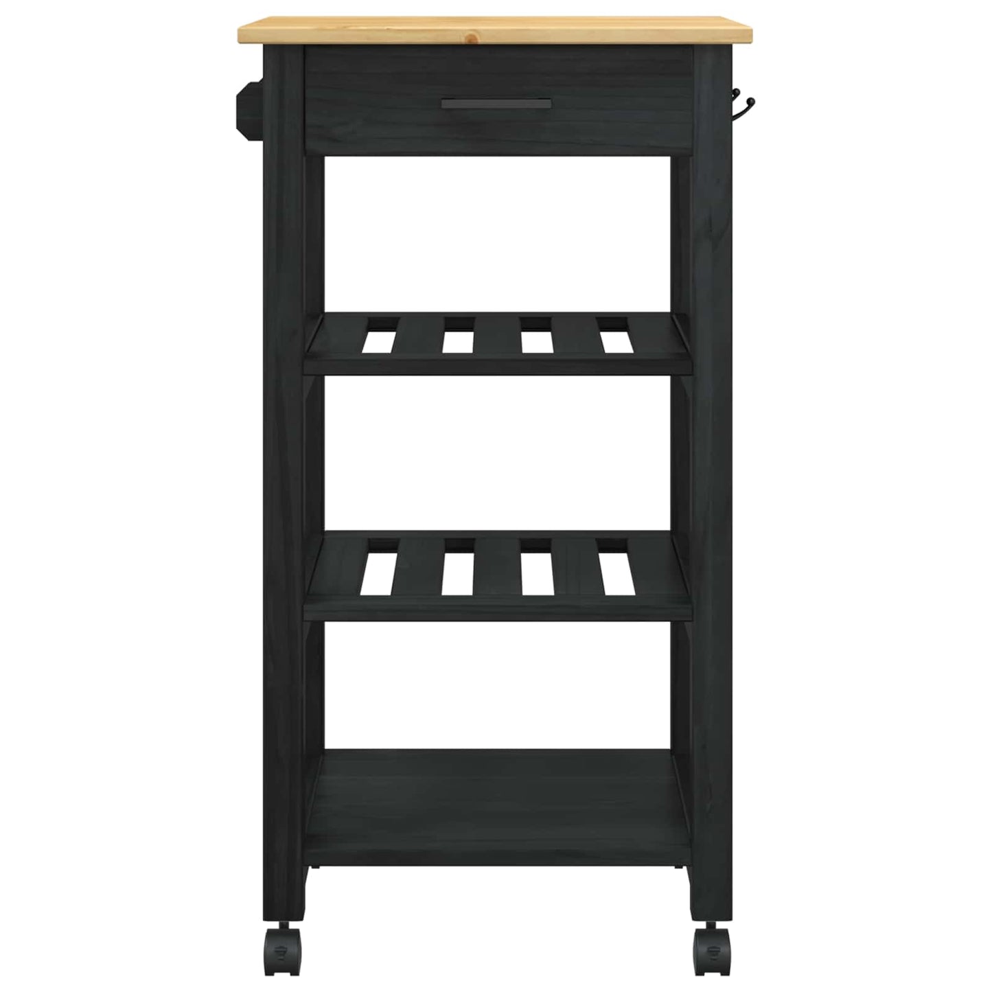 vidaXL Kitchen Trolley MONZA Black 48 x 40 x 88.5 cm Solid Pine Wood