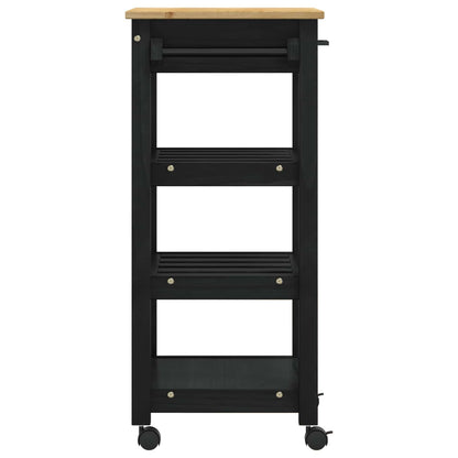 vidaXL Kitchen Trolley MONZA Black 48 x 40 x 88.5 cm Solid Pine Wood