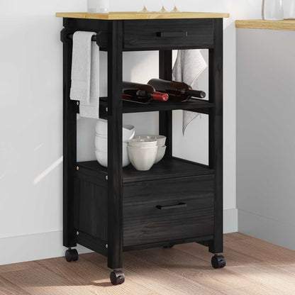 vidaXL Kitchen Trolley MONZA Black 48 x 40 x 88.5 cm Solid Pine Wood
