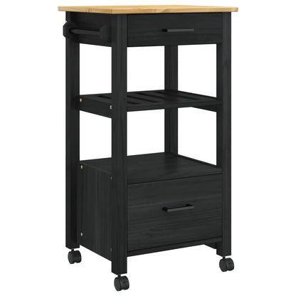 vidaXL Kitchen Trolley MONZA Black 48 x 40 x 88.5 cm Solid Pine Wood