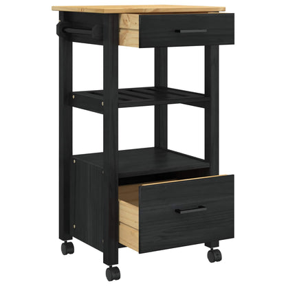 vidaXL Kitchen Trolley MONZA Black 48 x 40 x 88.5 cm Solid Pine Wood
